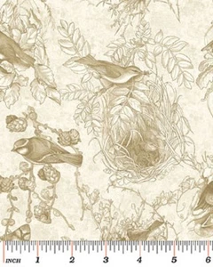 Fat Quarter Birds of Feather Cream Quilting Fabric - Benartex - Picture 1 of 1