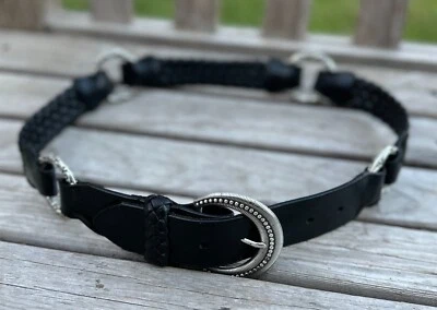 Cinturón Brighton de cuero negro con herrajes plateados talla M/32 Foto 1 de 4