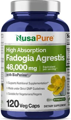 Extracto 40:1 NusaPure Fadogia Agrestis 48.000 mg 120 cápsulas veganas Foto 1 de 4