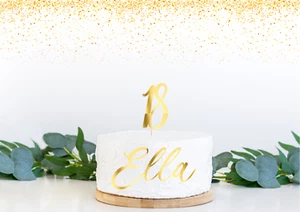 Personalised Cake Charms Cake Name Age Charm Customised Glitter Metallic - Picture 1 of 24