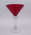 Kelchglas Sektschale roter Kelch H 18 cm Glas mundgeblasen Martini Vintage 80s