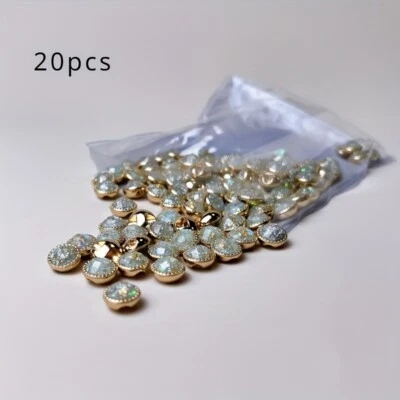 20pcs Round Crystal Buttons for DIY Dress Cloth Craft Sewing Accessories 10mm - Image 1 of 4