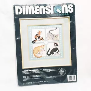 Feline Foursome Counted Cross Stitch Pattern and some floss Dimensions 1991 - Picture 1 of 9