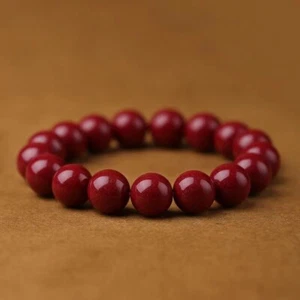 6-18mm Beads Ethnic Style Natural Cinnabar Purple Gold Sand Round Bead Bracelet - Picture 1 of 5