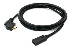 USB 3.1 Cable 200 CM Type C Plug To Socket Screw Angle Adapter IN Black - Zdjęcie 1 z 4