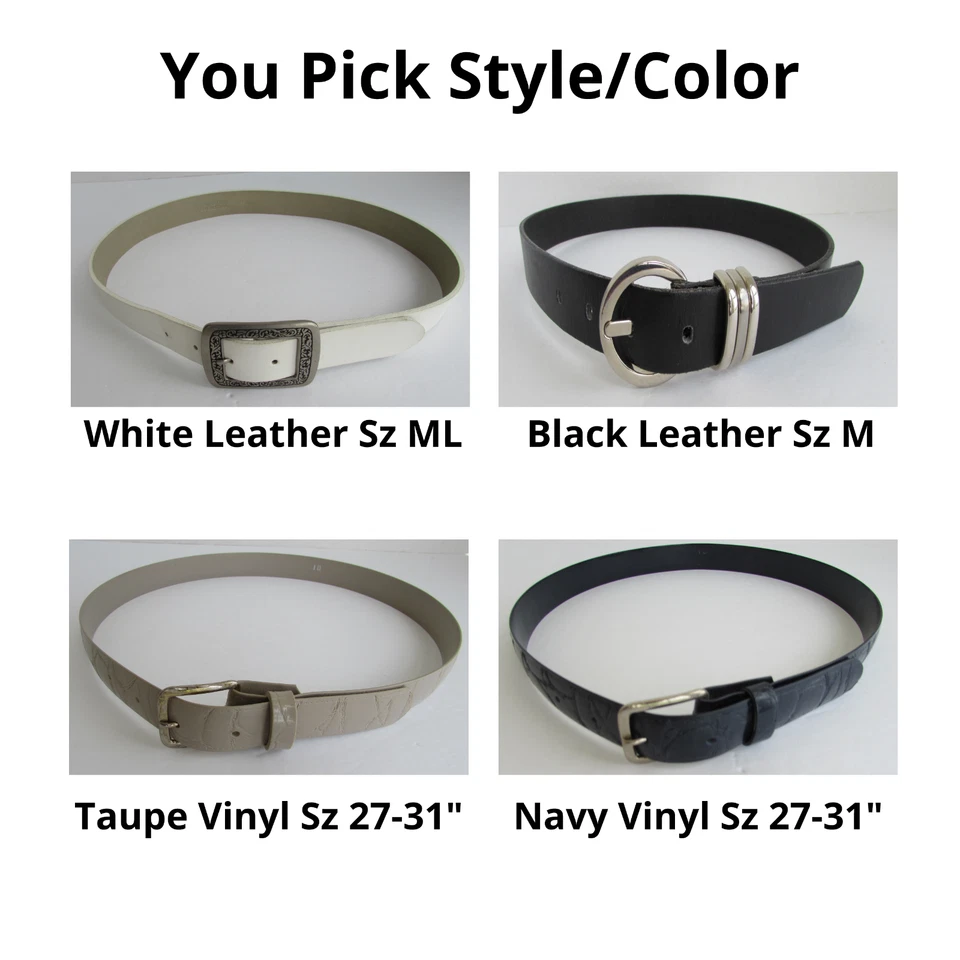Cinturones de cuero vinílico para mujer M ML negro blanco azul marino topo 27"- 31" TÚ ELIGES Foto 1 de 1