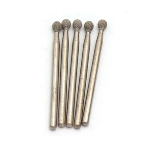 Punta di macinazione bava diamantata rotonda 2/3/3,5/4 mm per vetro pietra Dremel - Foto 1 di 6