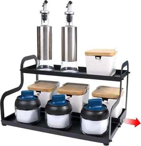 Estante de pie de 2 niveles para especias/botellas/platos organizador de encimera decoración del hogar - Imagen 1 de 5