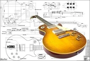 Full-Scale Plan of Gibson Les Paul '59 Electric Guitar - Picture 1 of 1