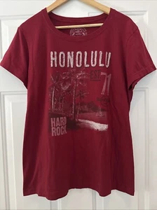 HARD ROCK CAFE Rock the World Burgundy Honolulu Short-Sleeve T-Shirt - Size XL - Picture 1 of 3