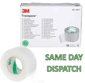 3M TRANSPORE TAPE 2.5CM - PREMIUM FIRST AID MEDICAL WATERPROOF SURGICAL TAPE - Picture 1 of 6