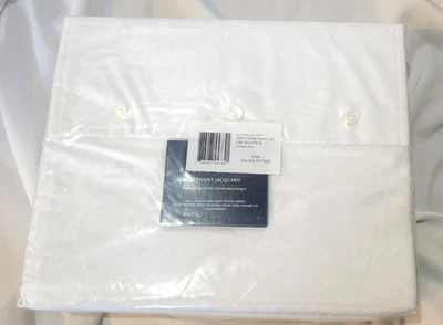 Sábana Ajustable Ralph Lauren Bethany Jacquard Blanca California King Extra Profunda Foto 1 de 4