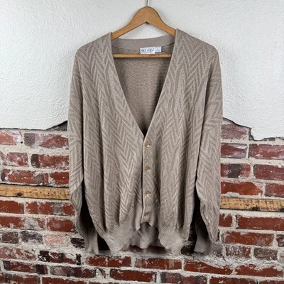 St Croix Sweater Mens Large Knit Cardigan Button Up Herringbone Pattern USA - Image 1 of 4