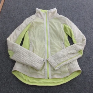 Lululemon Jacket Womens Small Yellow Cream Full Zip Quilted Fleece Thumbholes - Picture 1 of 9