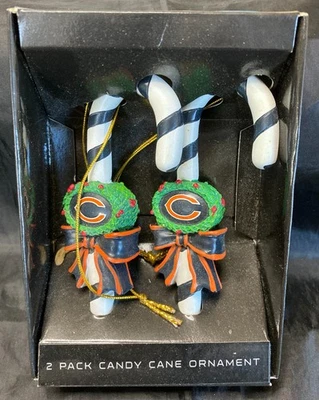 NFL Chicago Bears Bastón de Caramelo 2 PACK Adornos (NUEVO EN CAJA) Foto 1 de 2