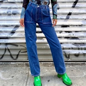 NWT Wray Carpenter Jeans River Blue Medium Wash Straight Leg Plus size 26 $195 - Picture 1 of 8