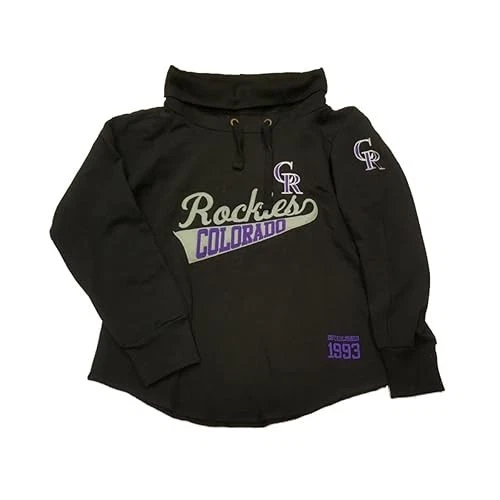 Sudadera Pullover para Mujer Colorado Rockies SAAG Cuello Embudo, Negra, ¡NUEVA CON ETIQUETAS! Foto 1 de 1