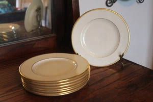 Lenox Mansfield Ivory Bread Dessert Plates with Gold Trim Set of 8 - Picture 1 of 7