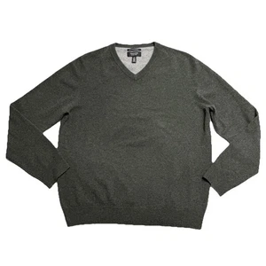 Nordstrom Men's Shop Gray/Green 100% Cashmere V-Neck Classic Sweater Size Medium - Picture 1 of 9