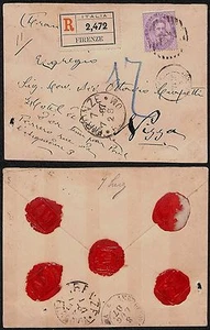 REGNO-UMBERTO I-50c(42)-Raccomandata Firenze->Nizza 7.7.1887 - Bild 1 von 1