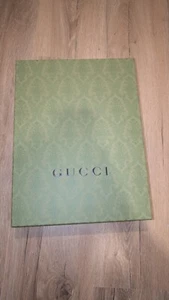 Gucci Authentic Large Green Embossed Gift Box 16x12x2 Storage with Tissue Paper - Picture 1 of 5