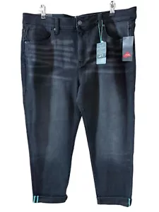 Pantalones de mezclilla cortos negros cintura elástica LuLaRoe 34 (16) The Boyfriend para mujer NUEVO - Imagen 1 de 7