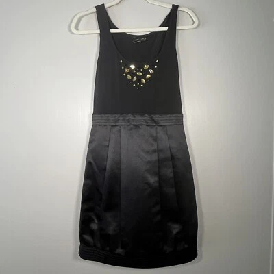 max and cleo black Rhinestone studded cocktail Balloon dress-black Party Sz 4 - Image 1 of 4