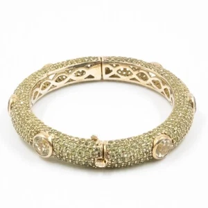 36.30ctNatural Lemon Quartz and Peridot 925Sterling Sliver Bangle in Gold Plated - Picture 1 of 6