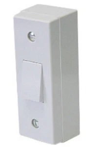 1 Gang 2 Way Architrave Light Switch and Pattress Box, 10 Amp, White, 220-250V - Picture 1 of 5