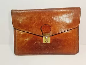 Bolso de mano/cartera vintage de cuero marrón de calidad italiana Mozelli con cerradura - llave... - Imagen 1 de 20