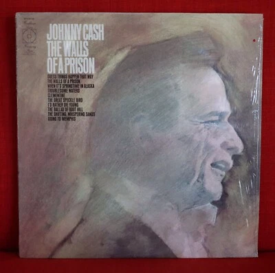 Johnny Cash The Walls Of A Prison Vinyl Record 1970 Canada Press In Shrink EX/EX - Image 1 of 4