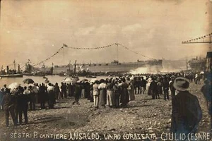Genova Sestri P. Varo Corazzata Giulio Cesare spedita f. Piccolo - Imagen 1 de 2