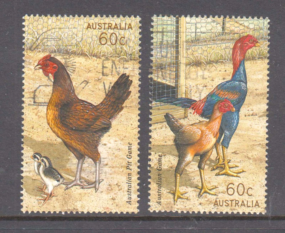 Australia 2013 Australian Poultry Breeds FU 60c Aust.Pit Game +Aust Game stamps - Image 1 of 1