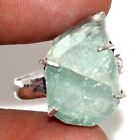 925 Silver Plated-Green Fluorite Ethnic Rough Gemstone Ring Jewelry US Size-9 MJ