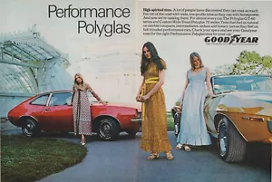 1971 Goodyear Tires - Ford Pinto AMC Javelin - Women In Dresses - 2Page Print Ad - Picture 1 of 3