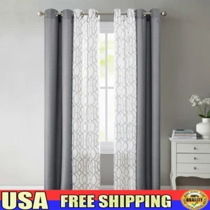 4 Piece Sheer Grommet Curtain Panel Set Light Filtering Indoor Window Decor New - Picture 1 of 12