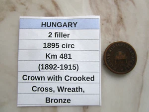 HUNGARY, 2 filler, 1895 circ, Km 481 (1892-1915) - Picture 1 of 3