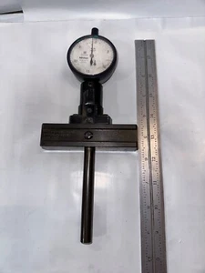 FLATNESS DEPTH GAGE 3 5/8"  BASE 4 X 1" X 1" MITUTOYO INDICATOR .0005" - Picture 1 of 6
