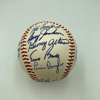 Beautiful 1965 Chicago Cubs Team Signed Baseball Ernie Banks Ron Santo JSA COA - Image 1 of 4