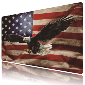 American Flag Mouse Pad Wildlife Eagle Desk Mat for Keyboard and Mouse Desk Pad - Picture 1 of 6