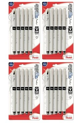 NEW Pentel 20-PK EnerGel Tradio Pearl BLACK .7mm Metal Tip Gel Pen Medium 25376
