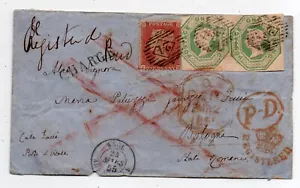 1 PENNY + 1 SHILLING ( x2 ) auf EINSCHREIBEN Umschlag für Bologna - gereist - 1855 - Bild 1 von 4