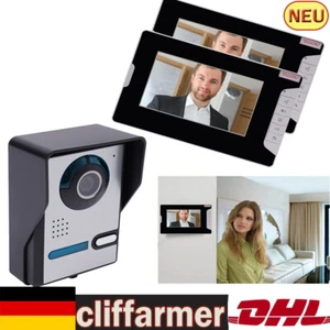 2 Haus Video Türsprechanlage Türklingel Intercom System, Komplett 7 Zoll Monitor - Bild 1 von 13