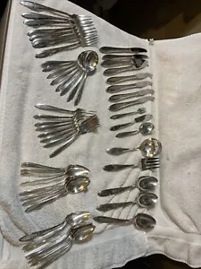 56 pc set Art Deco  1937 Nobility Plate Silverplate Flatware REVERIE very nice - Picture 1 of 9