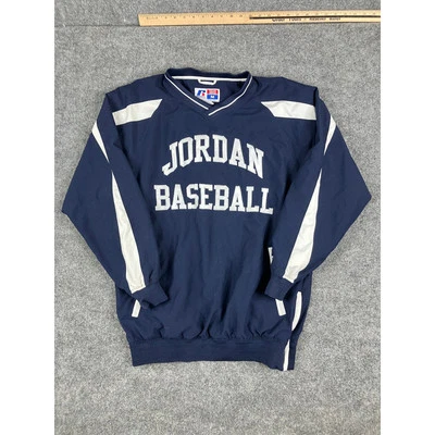  Russell Athletic Sweater Mens M Navy White Jordan Baseball Pullover Jacket - Image 1 of 4