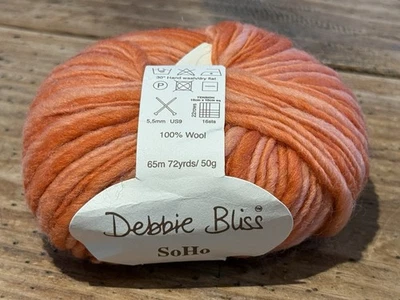 DEBBIE BLISS “SoHo” 100% WOOL 72 Yds 37518 CORAL-Orange New Old Stock - Image 1 of 4