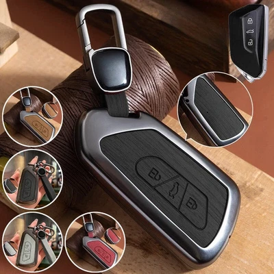 Zinc Alloy Leather Car Key Case Cover For VW Octavia Golf 8 ID.4 MK4 MK8 Seat - Image 1 of 4