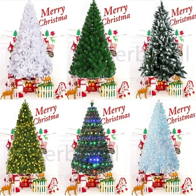 US Christmas Tree Artificial Tree Holiday Decor With LED Lights & Metal Stand - Image 1 of 4