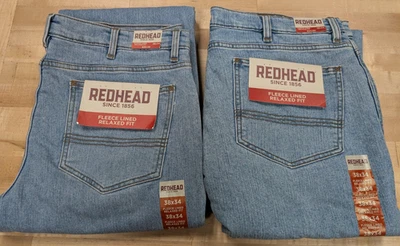 Лот из ДВУХ мужских джинсов RedHead Relaxed Fit с флисовой подкладкой 38x34 Light Wash Cabelas - Изображение 1 из 4