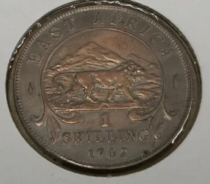 East Africa 1942 H 1 Shilling - George VI  SILVER - Picture 1 of 4